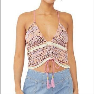 NWOT- Free People-Cocktail Queen Printed boho Top-size Large